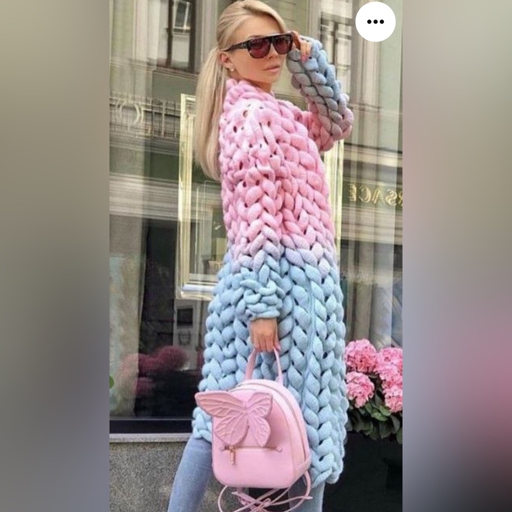 Wool pink blue cardigan